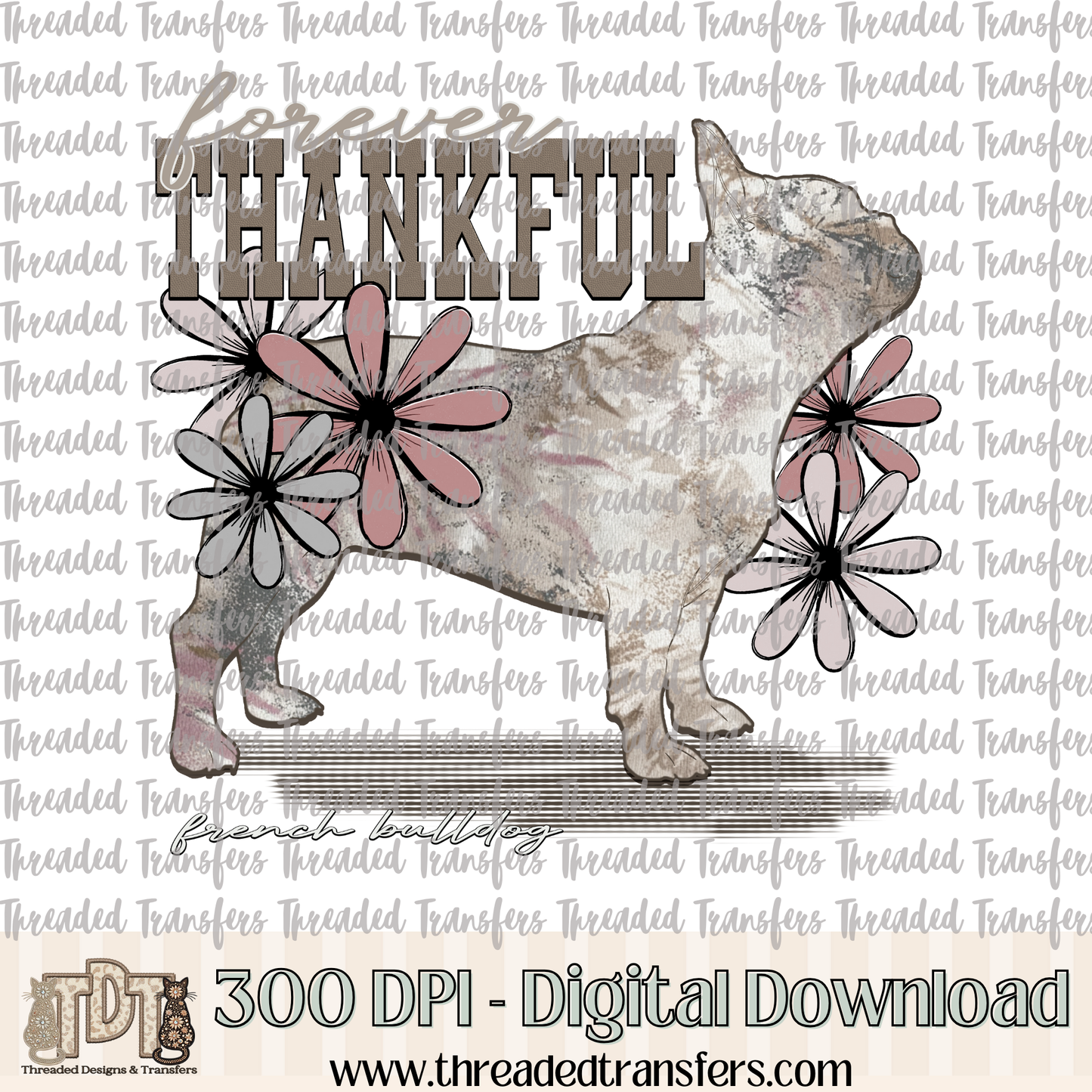 Forever Thankful French Bulldog Digital Design Download (PNG Format - no product shipped)