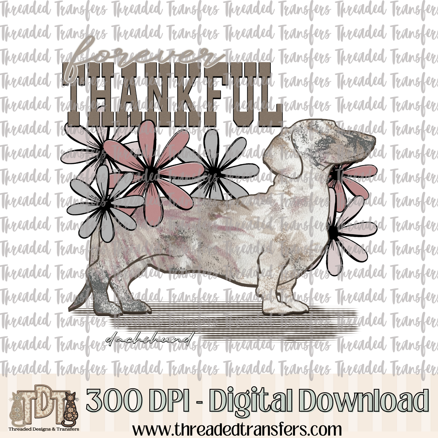 Forever Thankful Dachshund Digital Design Download (PNG Format - no product shipped)