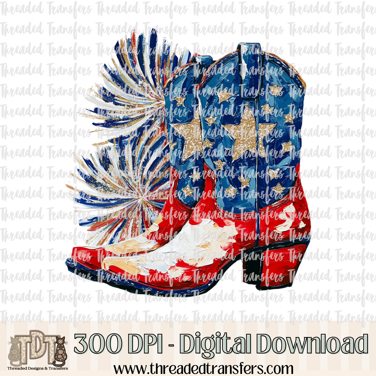 American Made Cowgirl Boots Digital Design Download (PNG Format - no product shipped)
