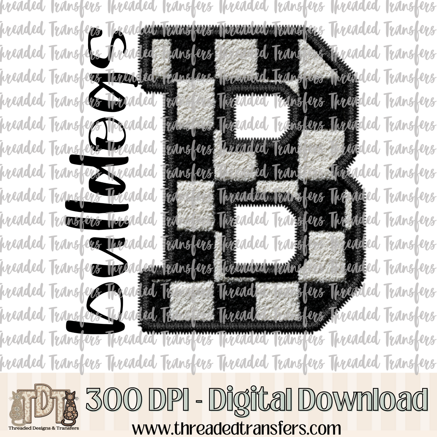 Fuzzy Checker Bulldogs Faux Embroidery Digital Design Download (PNG Format - no product shipped)