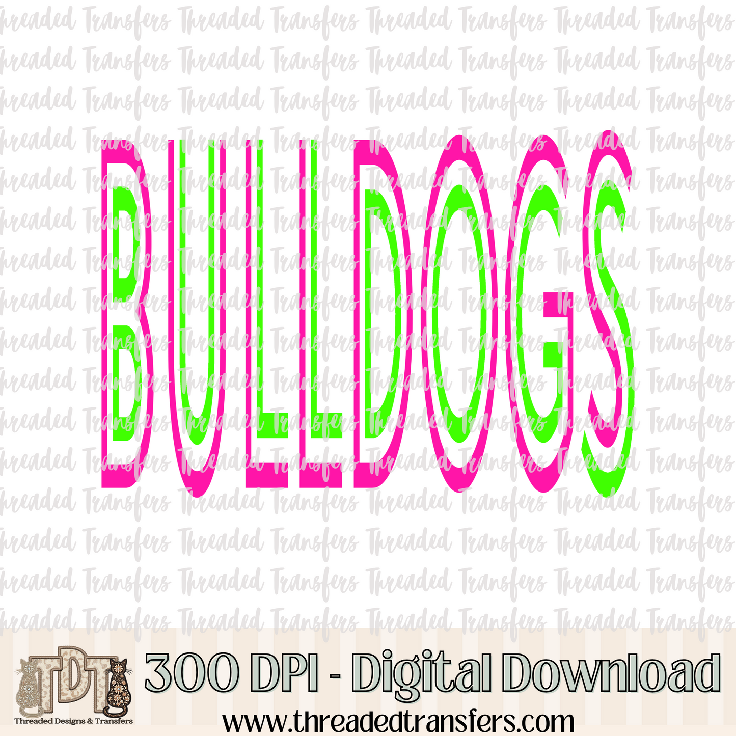 Vibrant Bulldogs Mascot Typography Digital Design Download (PNG Format - no product shipped)