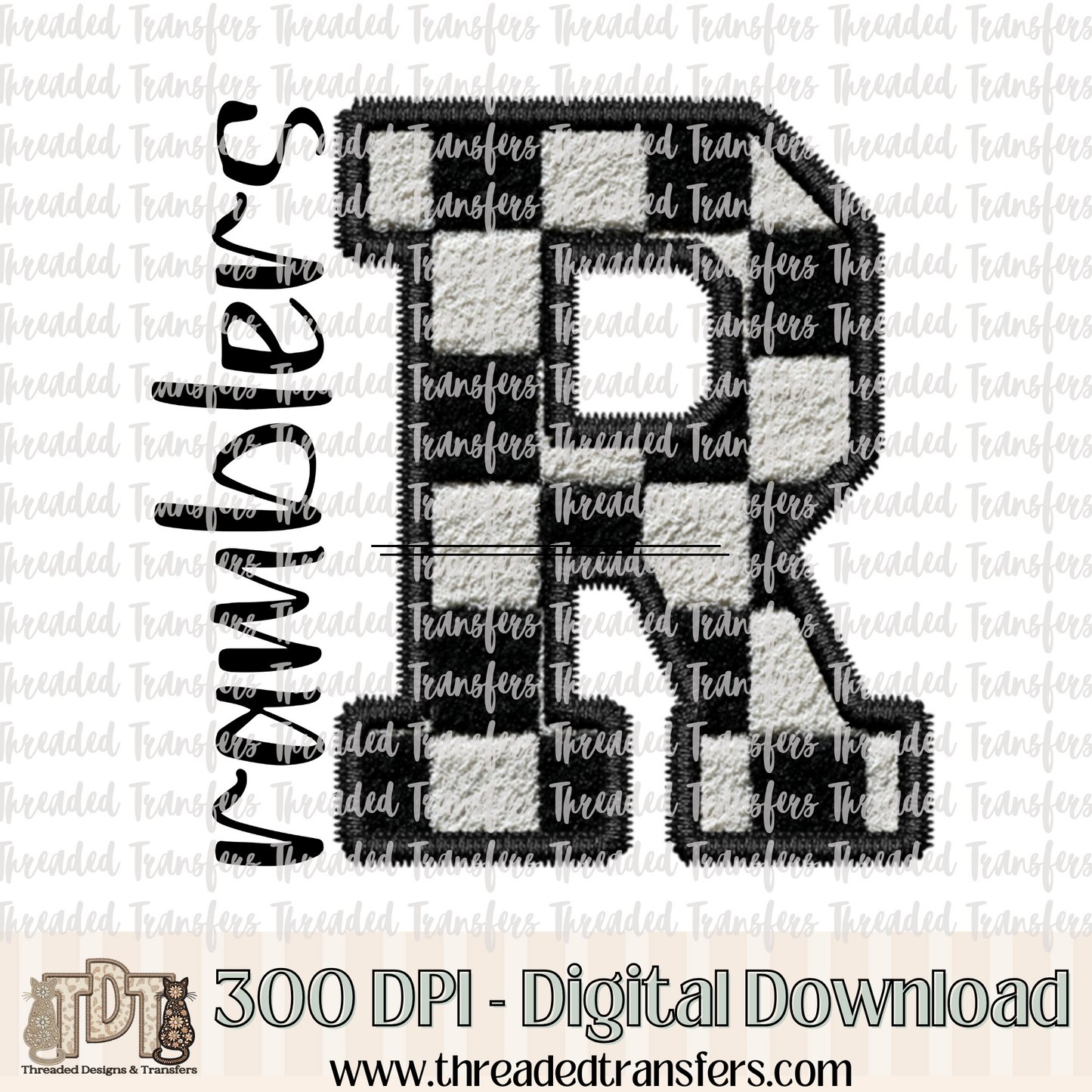 Fuzzy Checker Ramblers Faux Embroidery Digital Design Download (PNG Format - no product shipped)