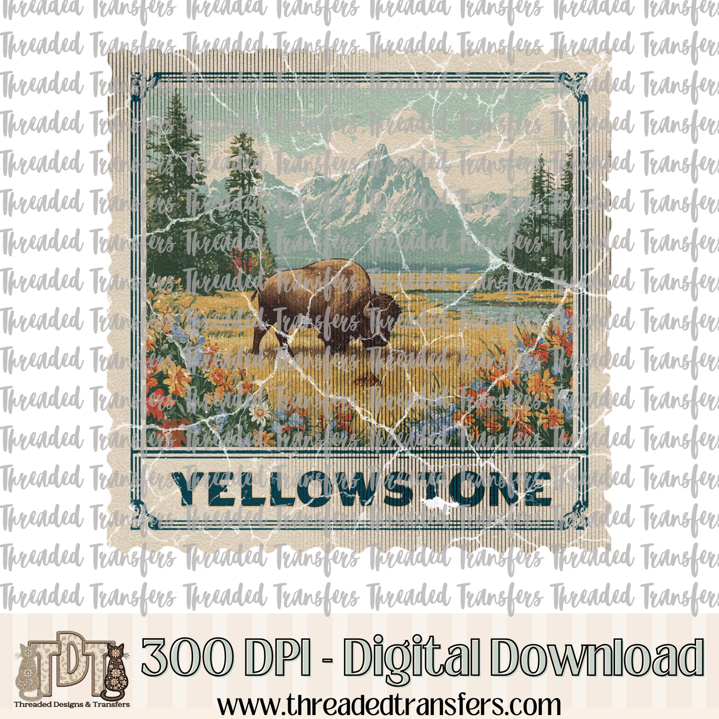 Vintage Yellowstone Stamp Digital Design Download (PNG Format - no product shipped)