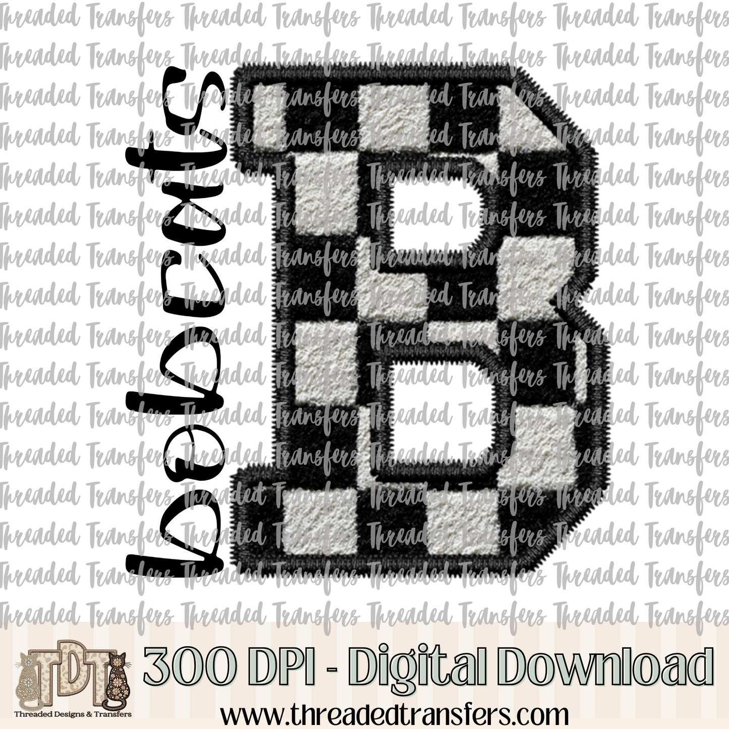 Fuzzy Checker Bobcats Faux Embroidery Digital Design Download (PNG Format - no product shipped)