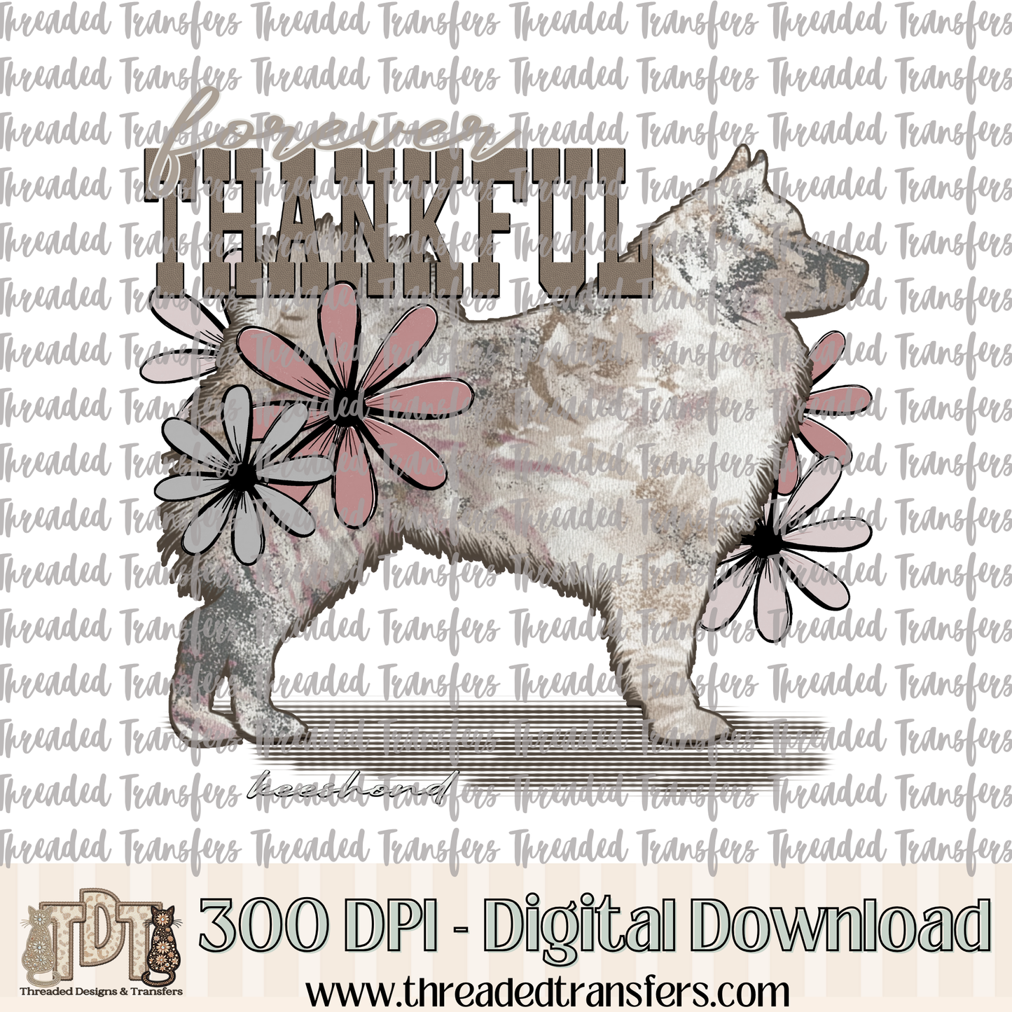 Forever Thankful Keeshond Digital Design Download (PNG Format - no product shipped)