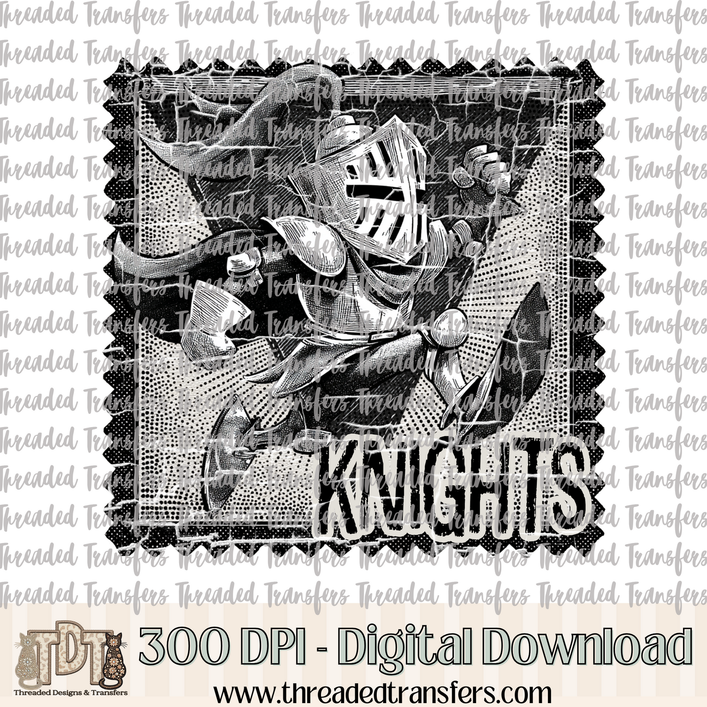 Knights Mascot Stamp Digital Design Download (PNG Format - no product shipped)