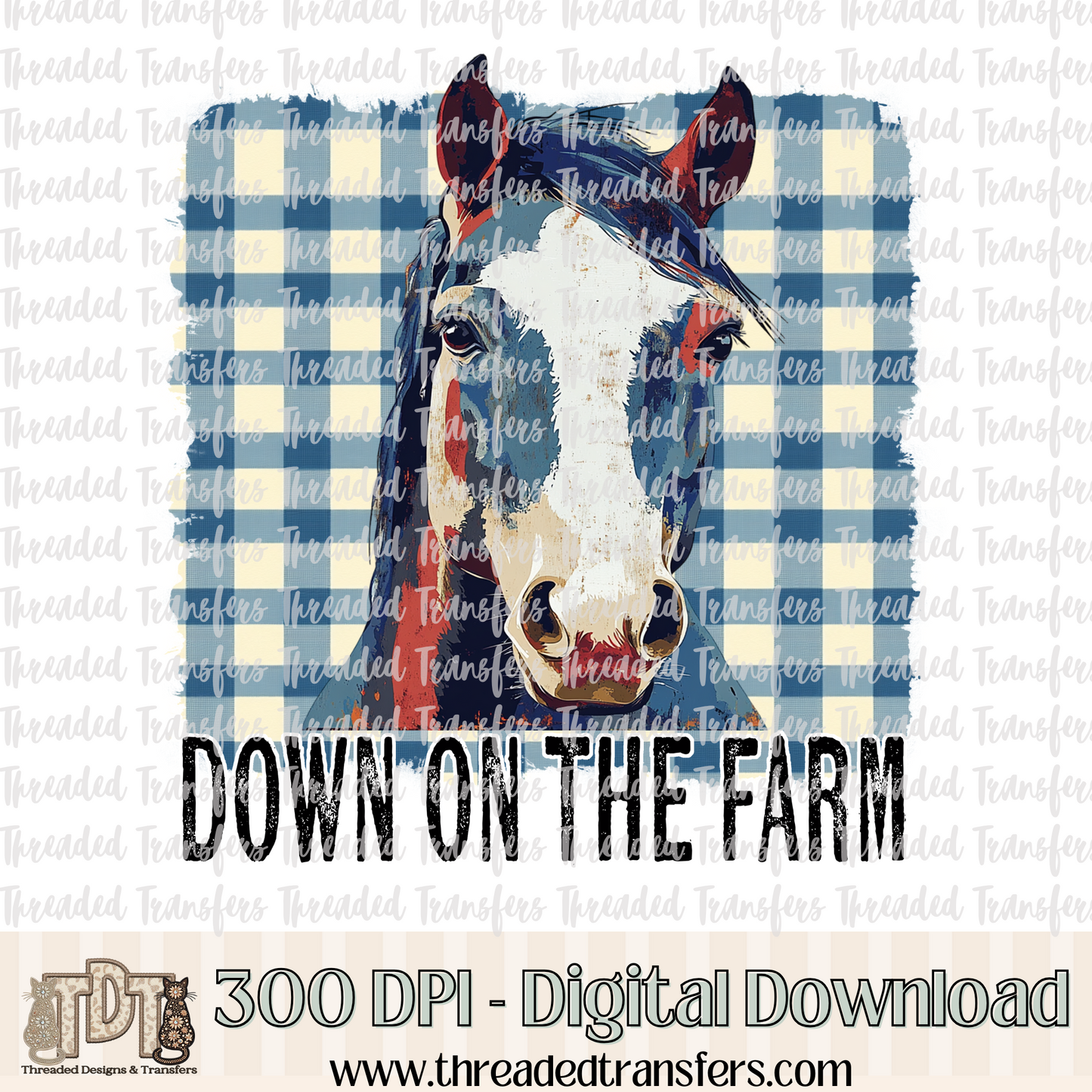 Down on the Farm Horse Digital Design Download (PNG Format - no product shipped)