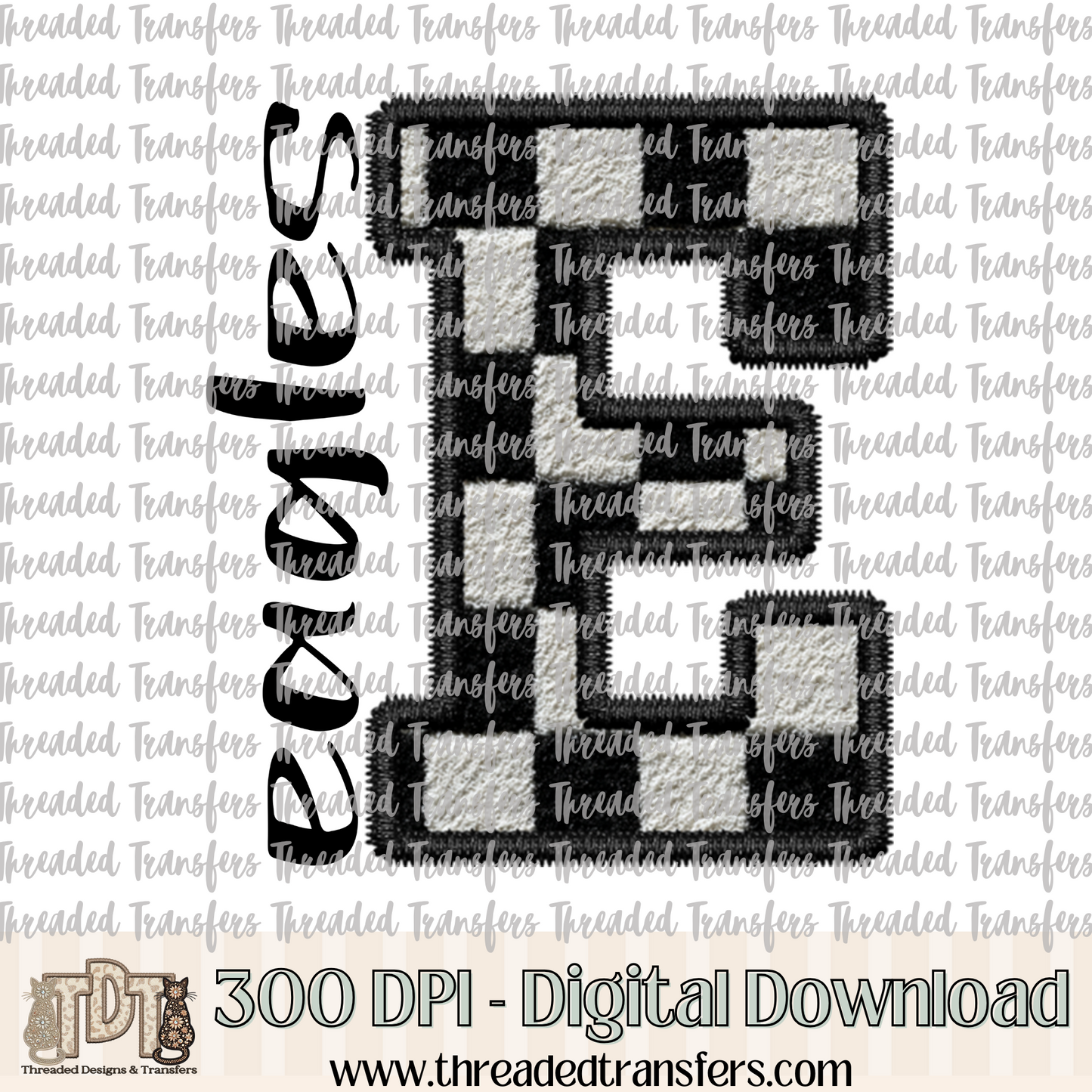 Fuzzy Checker Eagles Faux Embroidery Digital Design Download (PNG Format - no product shipped)