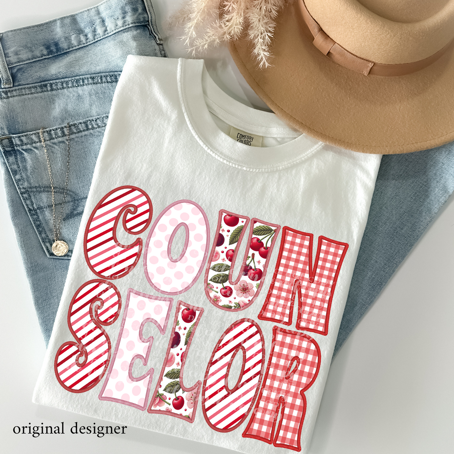 Counselor Sweet Cherry Career **EXCLUSIVE** Faux Embroidery DTF & Sublimation Transfer