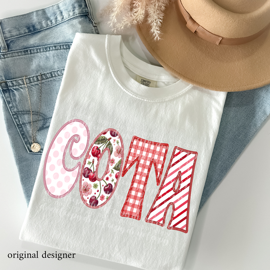 COTA Sweet Cherry Career **EXCLUSIVE** Faux Embroidery DTF & Sublimation Transfer