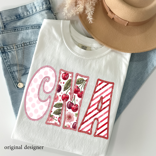 CNA Sweet Cherry Career **EXCLUSIVE** Faux Embroidery DTF & Sublimation Transfer