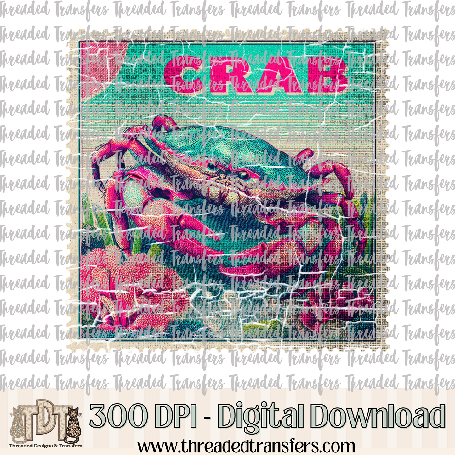 Crab Stamp Digital Design Download (PNG Format - no product shipped)