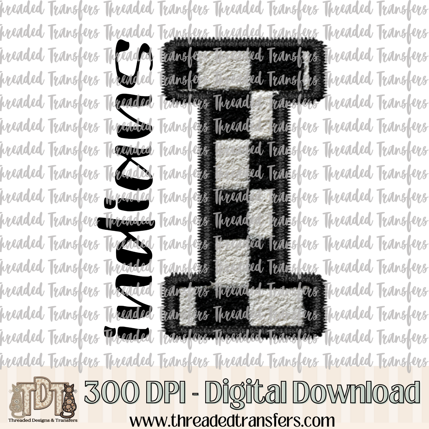 Fuzzy Checker Indians Faux Embroidery Digital Design Download (PNG Format - no product shipped)