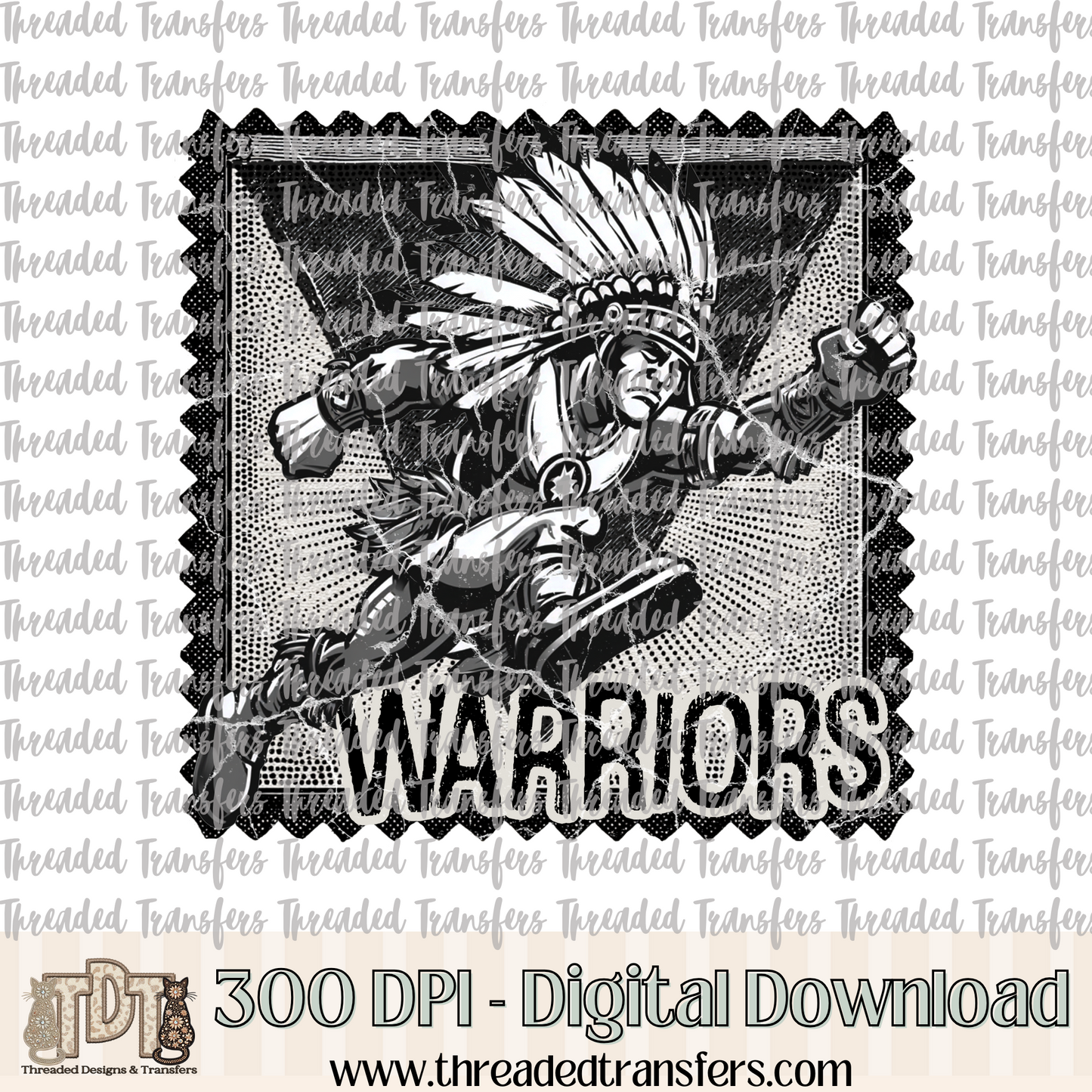 Warriors Mascot Stamp Digital Design Download (PNG Format - no product shipped)