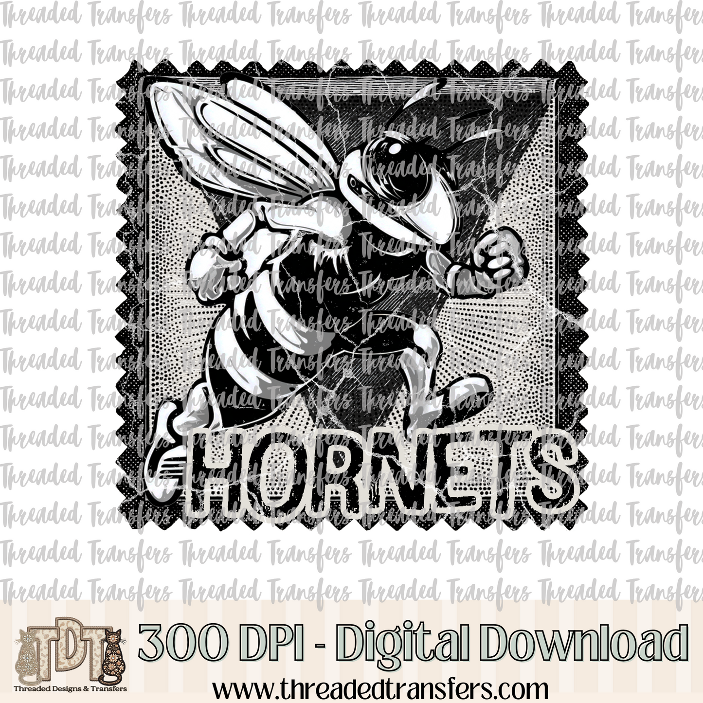 Hornets Mascot Stamp Digital Design Download (PNG Format - no product shipped)