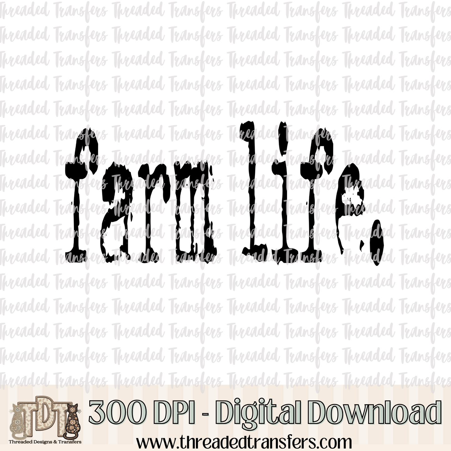 Farm Life Typography Digital Design Download (PNG Format - no product shipped)