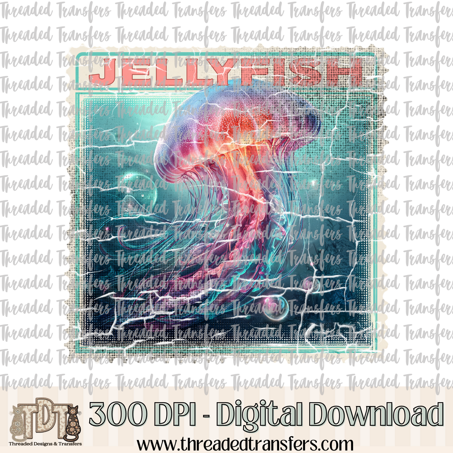 Jellyfish Stamp Digital Design Download (PNG Format - no product shipped)