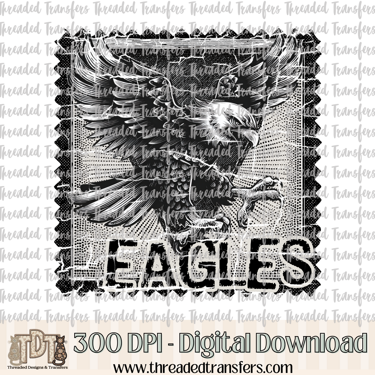Eagles Mascot Stamp Digital Design Download (PNG Format - no product shipped)