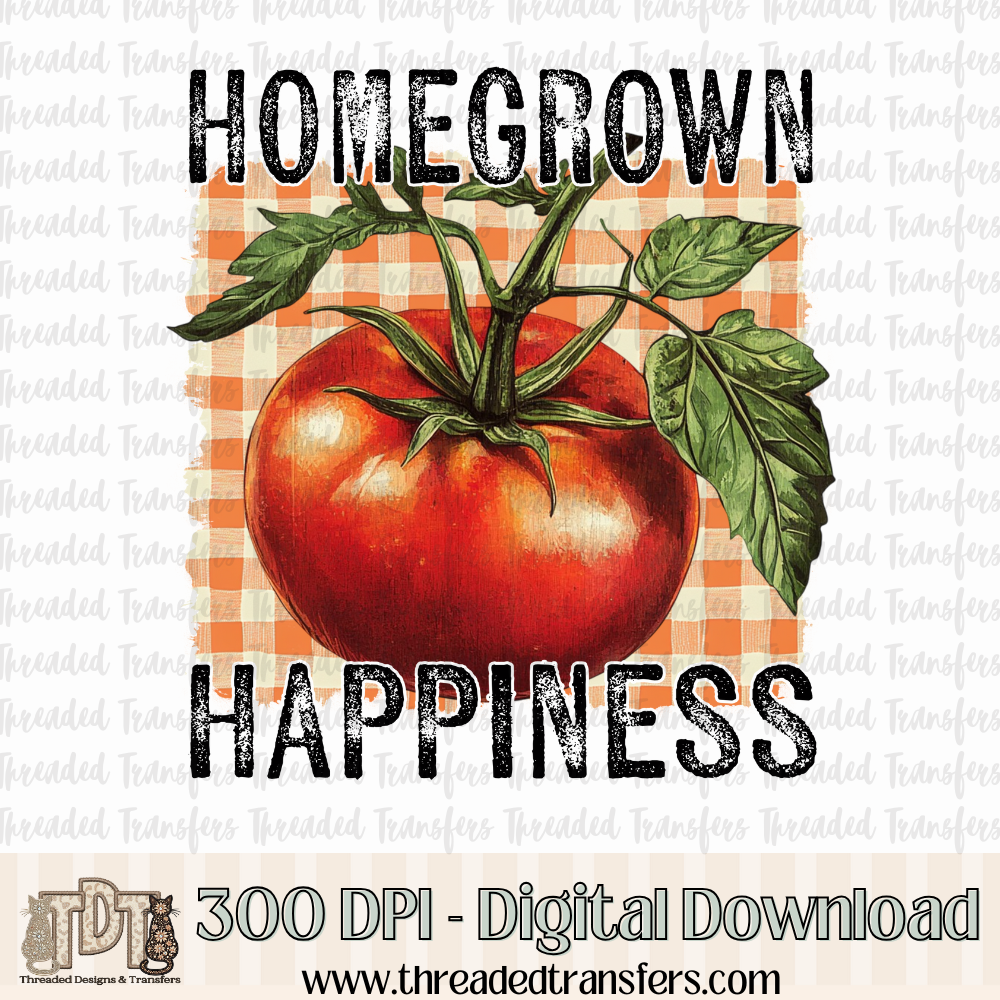 Homegrown Happiness Tomato Vintage Digital Design Download (PNG Format - no product shipped)