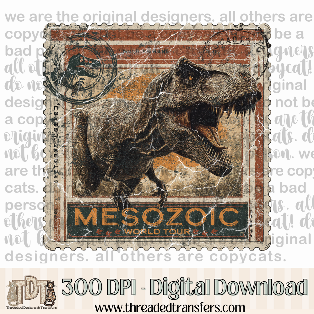 Mesozoic World Tour Stamp Digital Design Download (PNG Format - no product shipped)