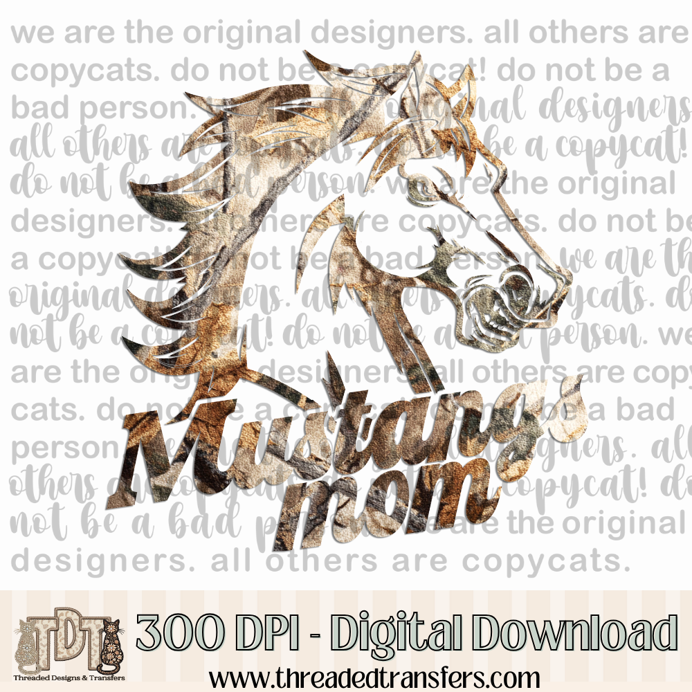 Mustangs Mom Camo Digital Design Download (PNG Format - no product shipped)