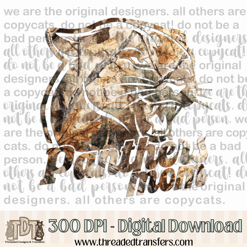Panthers Mom Camo Digital Design Download (PNG Format - no product shipped)