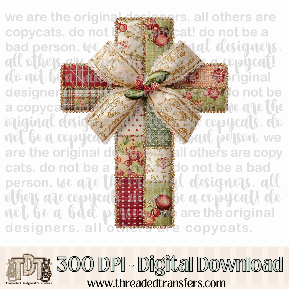 Cross Patchwork Digital Design Download (PNG Format - no product shipped)