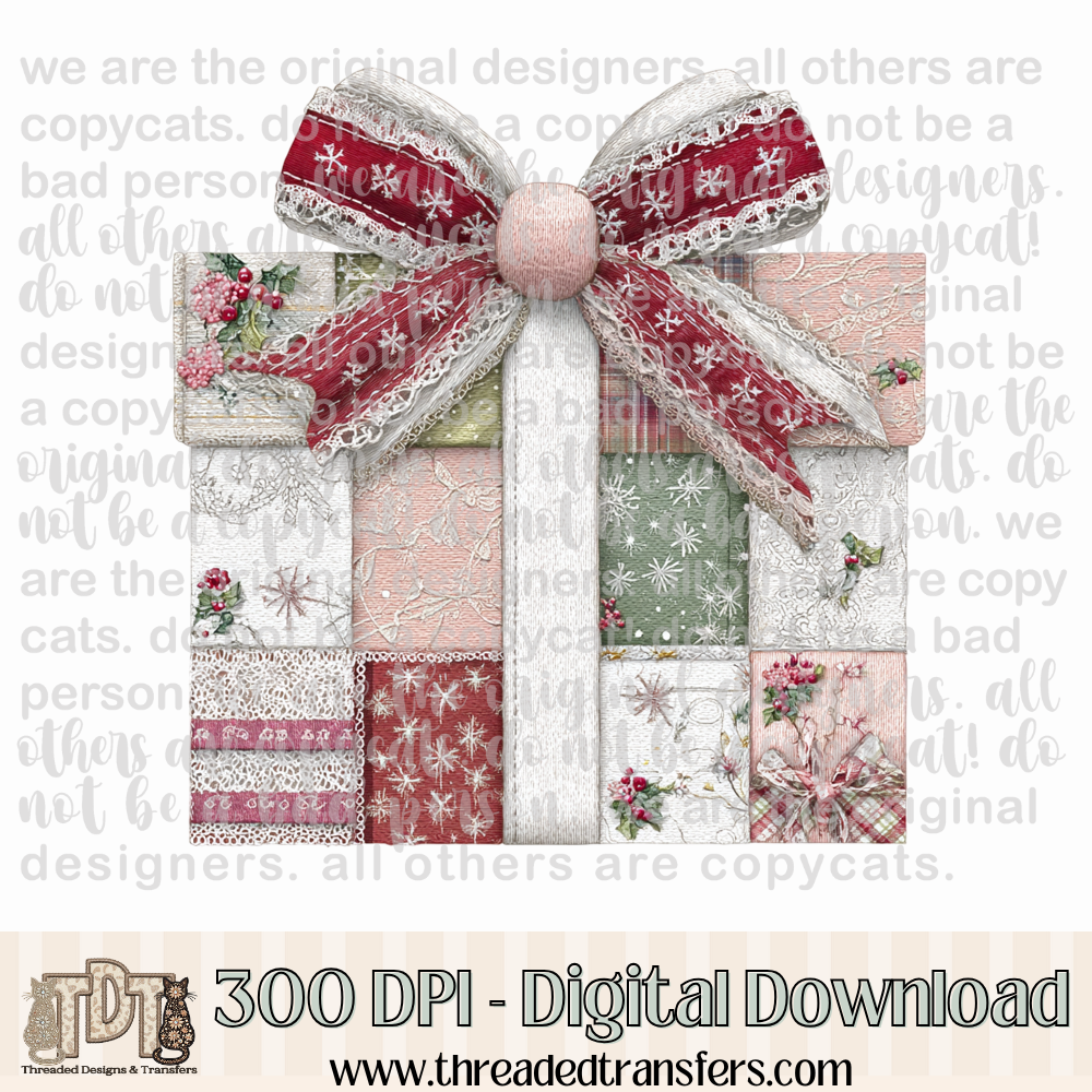 Gift Patchwork Digital Design Download (PNG Format - no product shipped)