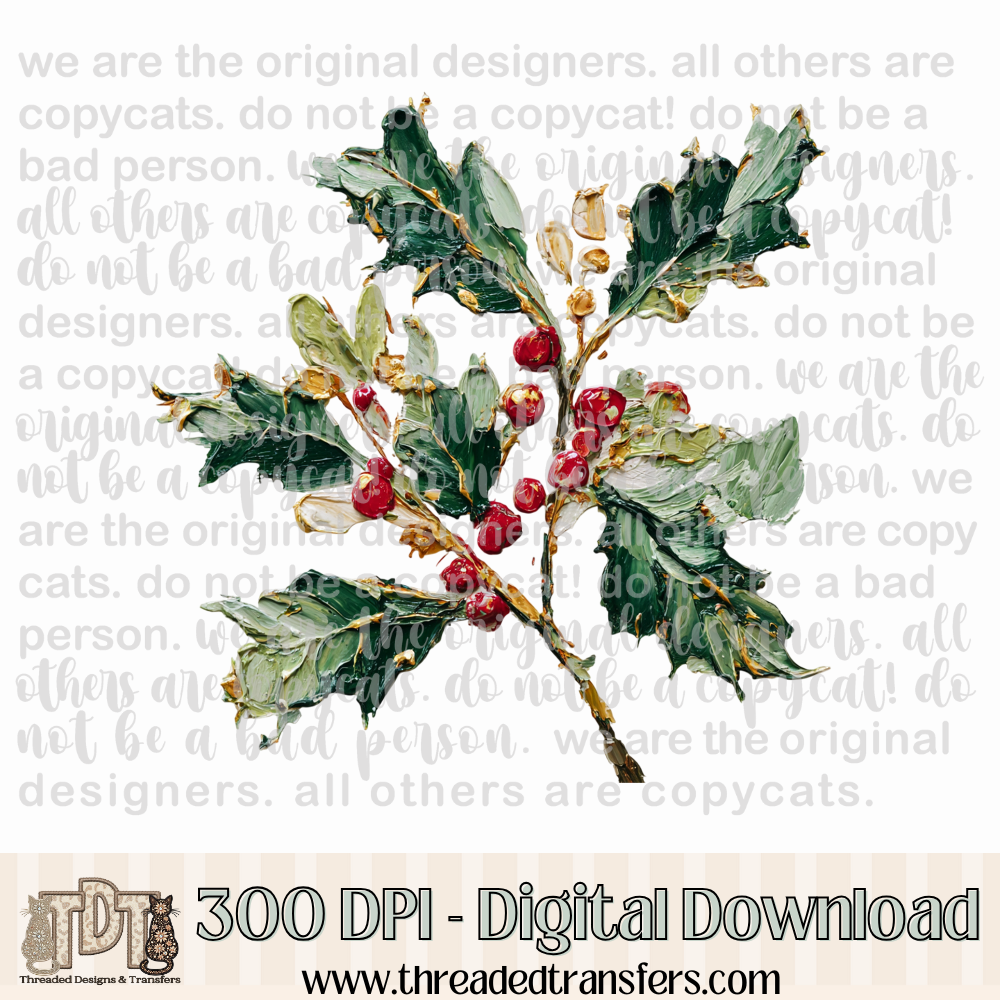 Mistletoe Hand Painted Digital Design Download (PNG Format - no product shipped)