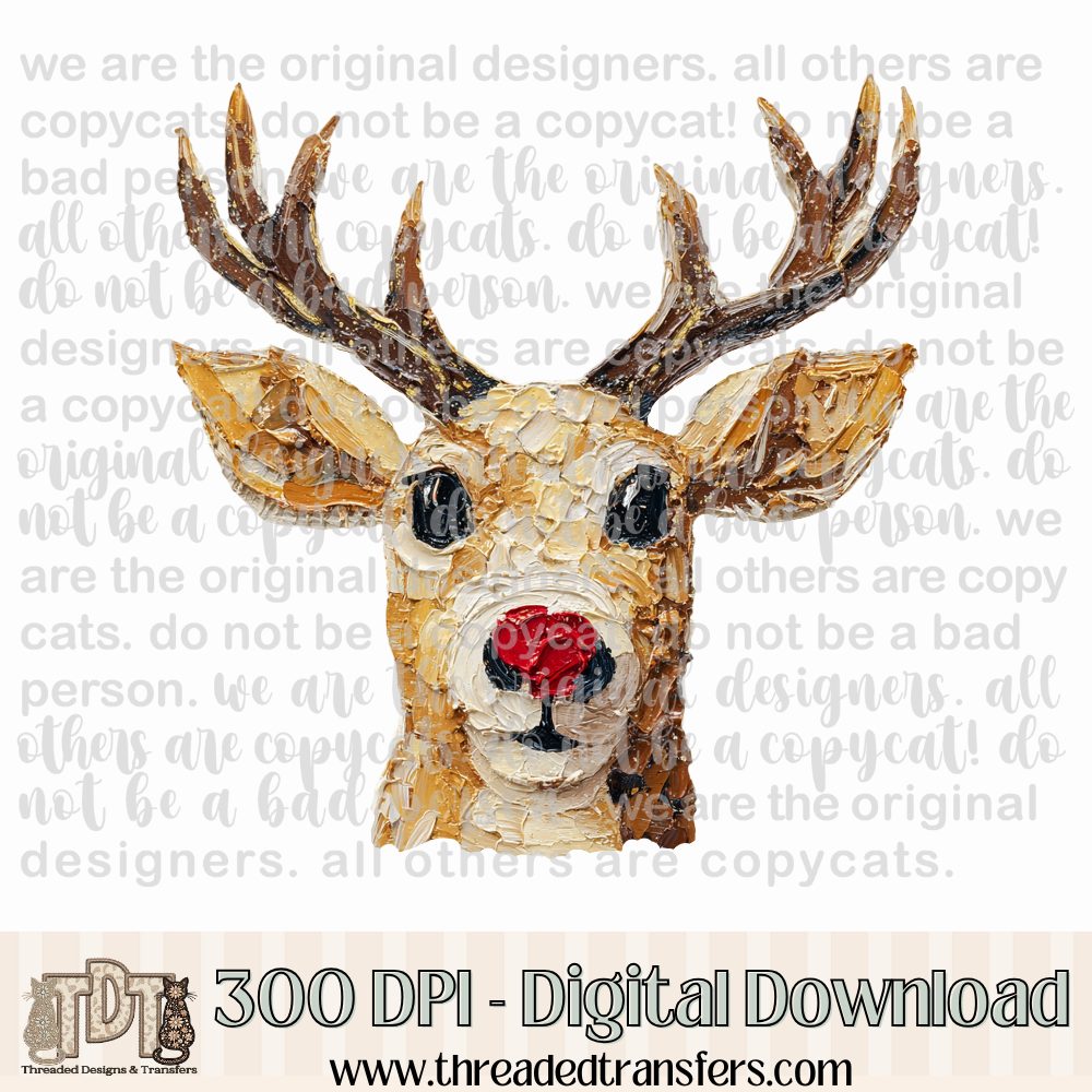 Reindeer Hand Painted Digital Design Download (PNG Format - no product shipped)