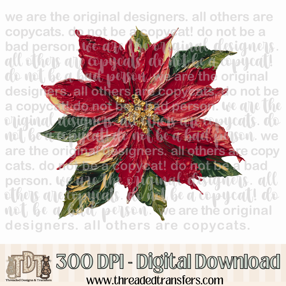 Poinsettia Hand Painted Digital Design Download (PNG Format - no product shipped)