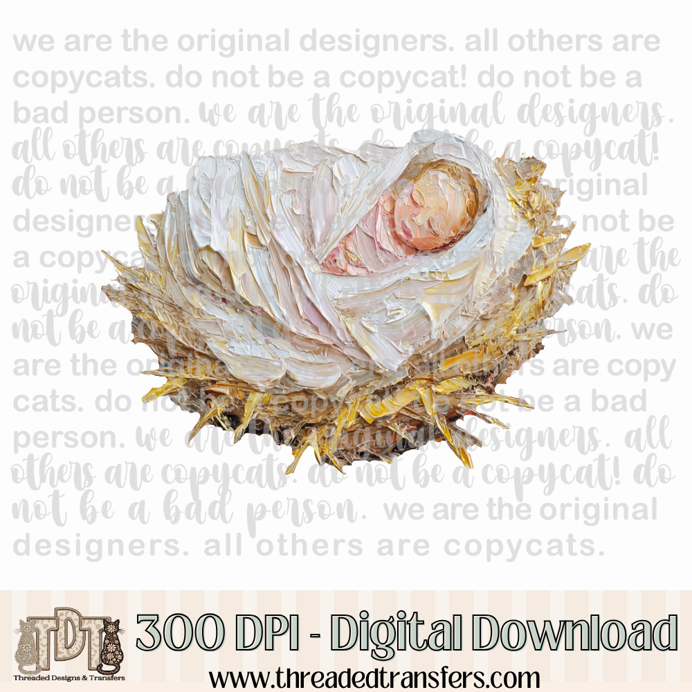 Baby Jesus Hand Painted Digital Design Download (PNG Format - no product shipped)