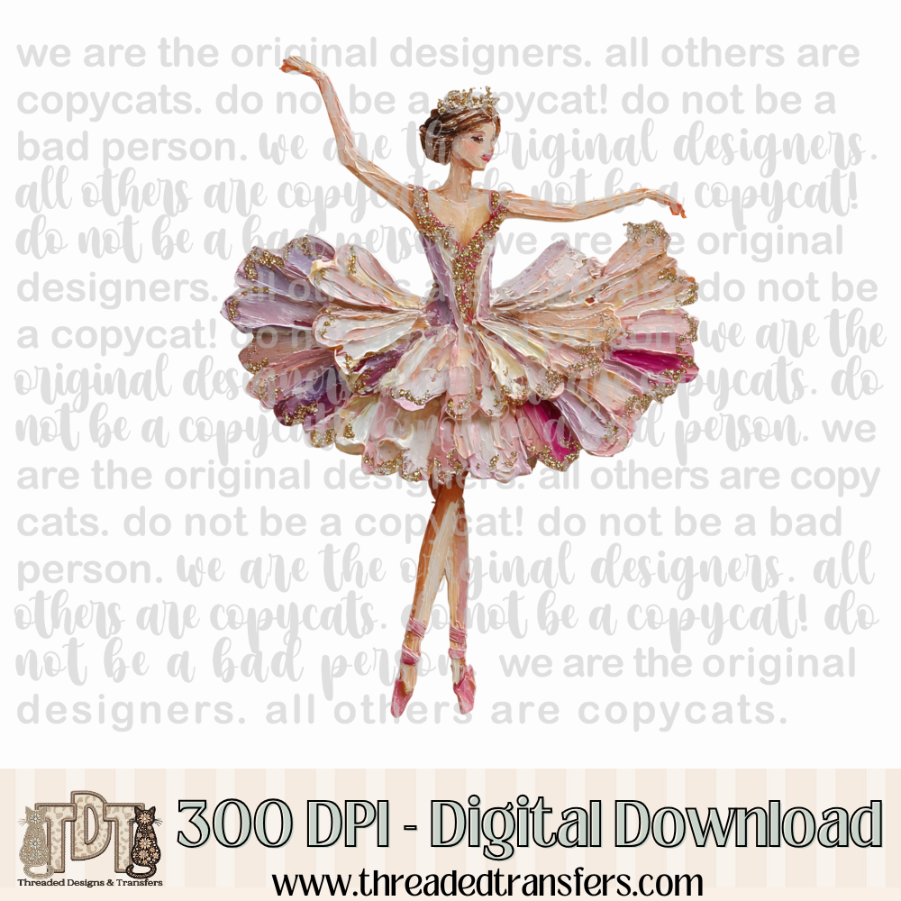 Ballerina Hand Painted Digital Design Download (PNG Format - no product shipped)