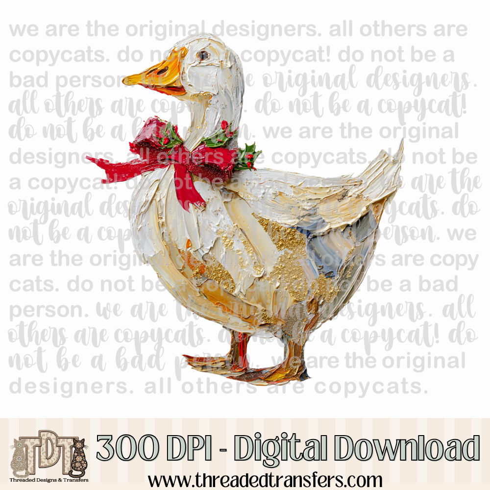 Christmas Goose Hand Painted Digital Design Download (PNG Format - no product shipped)