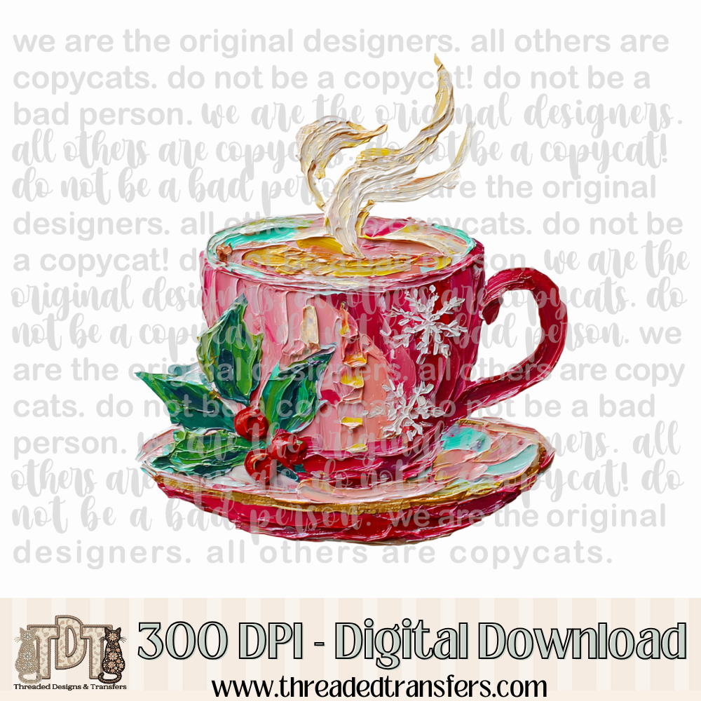 Christmas Coffee Hand Painted Digital Design Download (PNG Format - no product shipped)