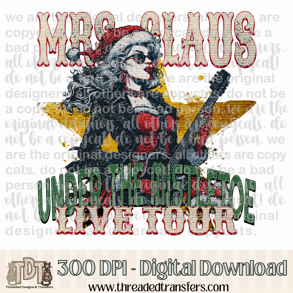 Mrs. Claus Live Tour Front Digital Design Download (PNG Format - no product shipped)