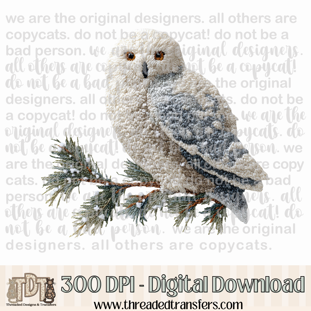 Winter Snow Owl Hook Yarn Digital Design Download (PNG Format - no product shipped)