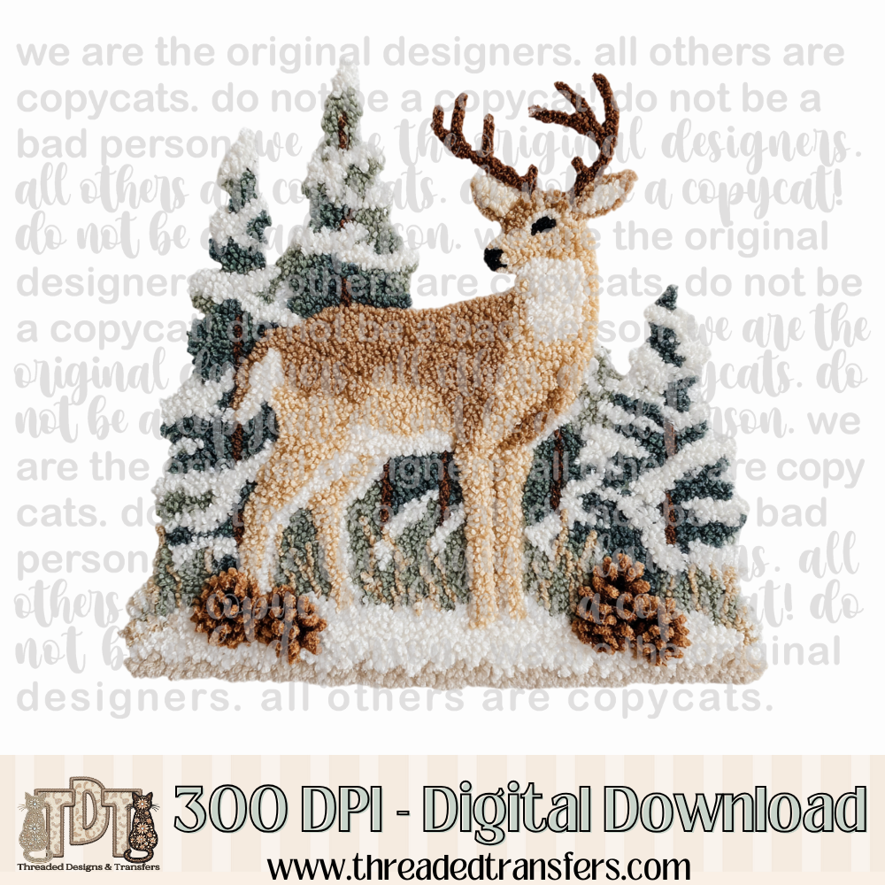 Winter Deer Latch Hook Yarn Digital Design Download (PNG Format - no product shipped)