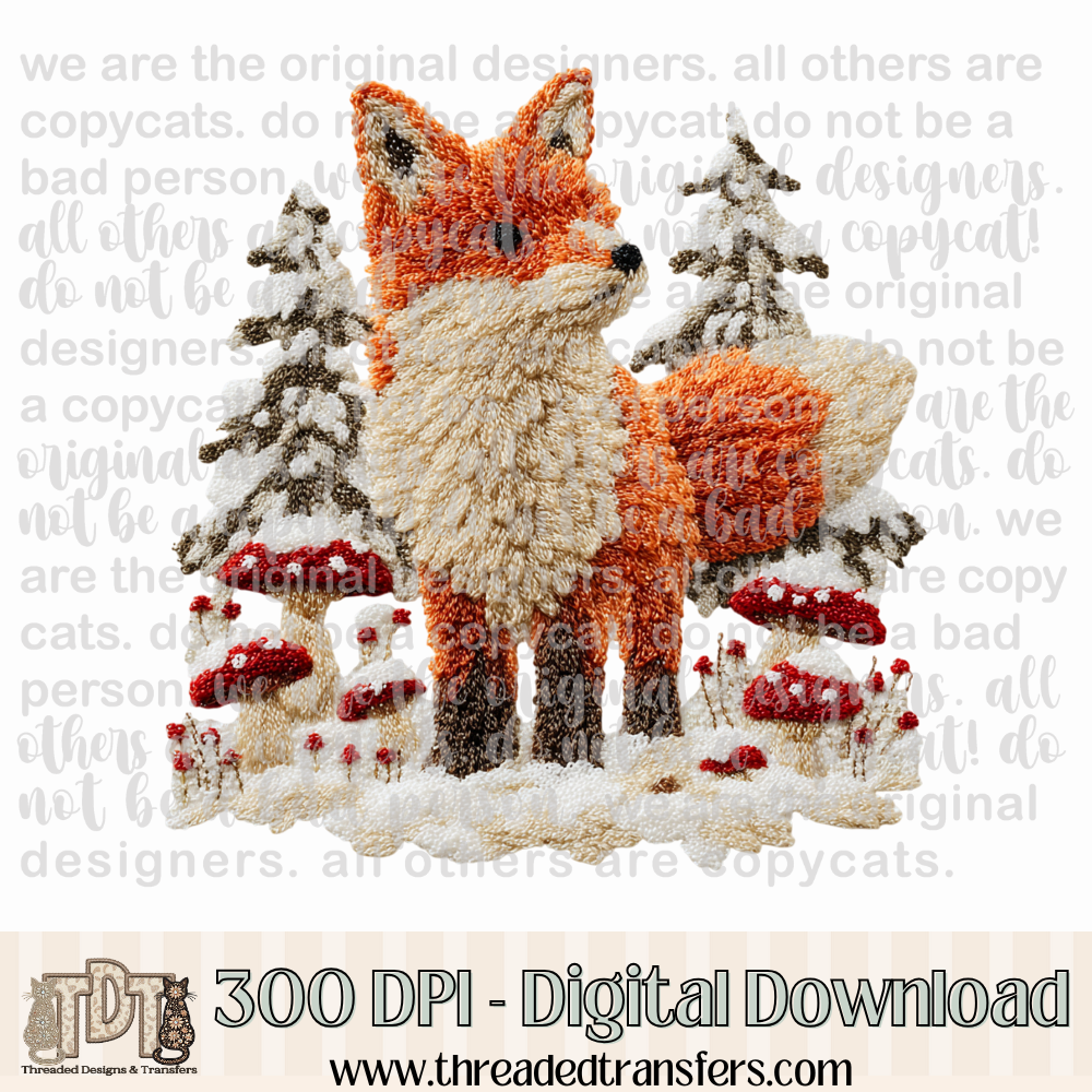 Winter Fox Latch Hook Yarn Digital Design Download (PNG Format - no product shipped)