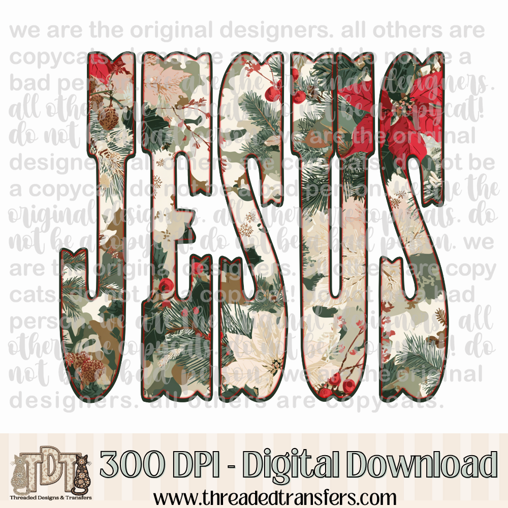 Jesus Christmas Camo Design Digital Design Download (PNG Format - no product shipped)