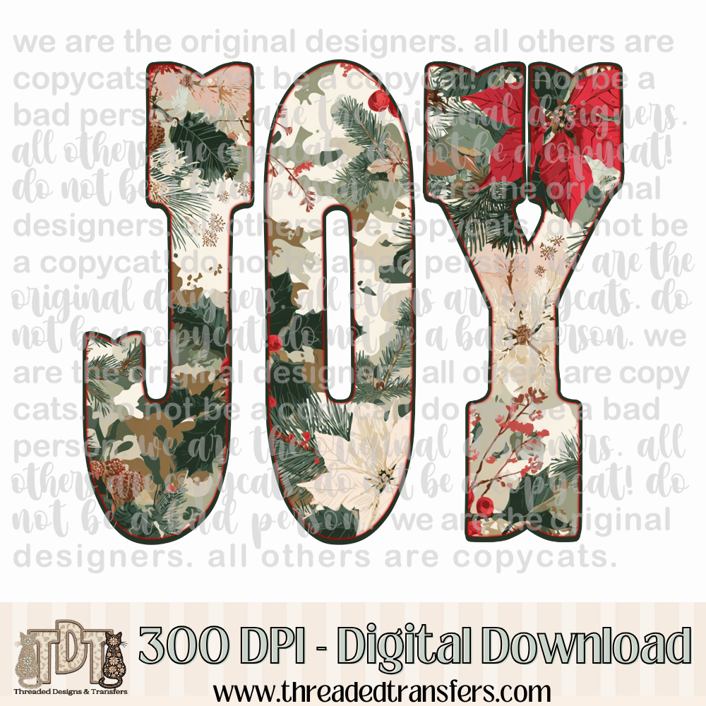 Joy Christmas Camo Design Digital Design Download (PNG Format - no product shipped)