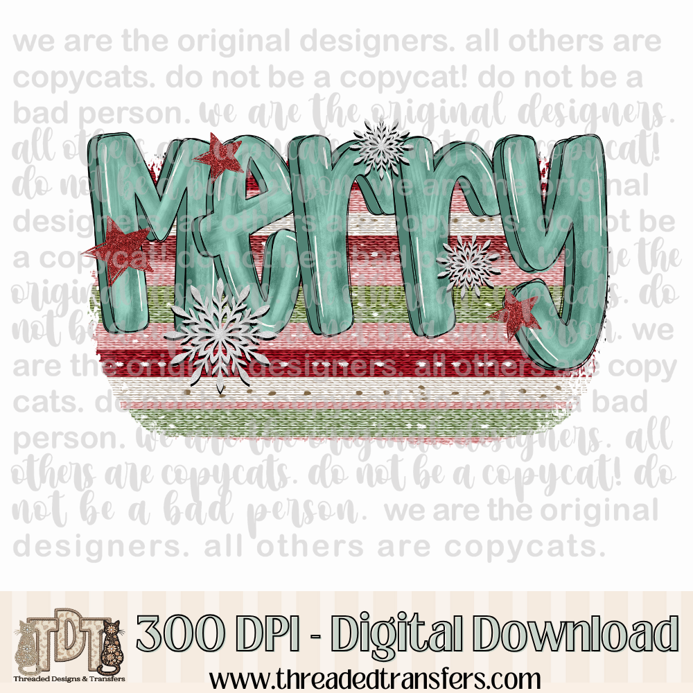 Merry Stripe Holiday Digital Design Download (PNG Format - no product shipped)