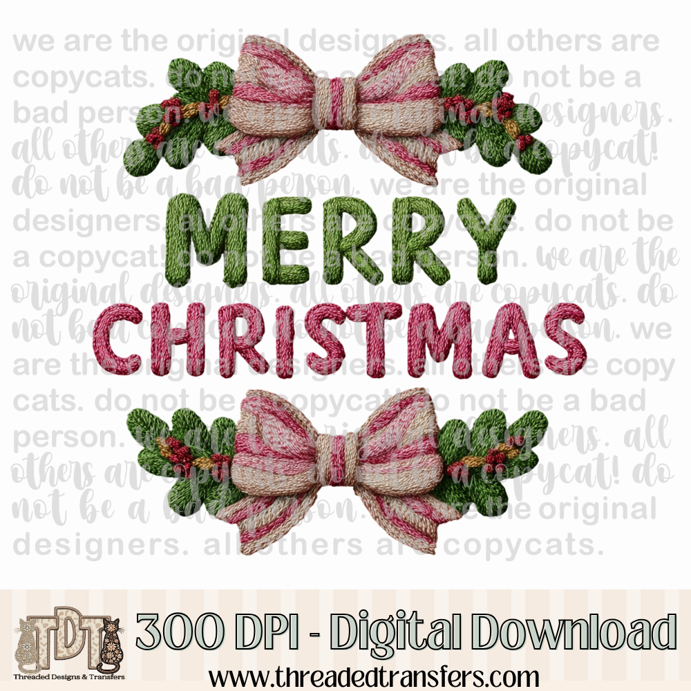 Pink Merry Christmas Latch Hook Yarn Digital Design Download (PNG Format - no product shipped)
