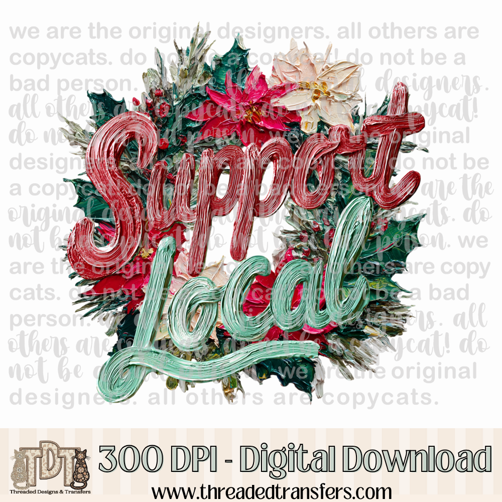 Support Local Wreath Hand Painted Digital Design Download (PNG Format - no product shipped)