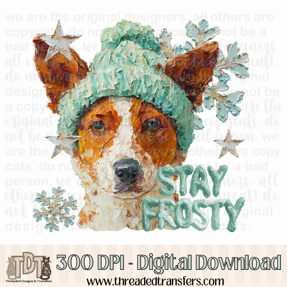 Australian Cattle Dog Red Stay Frosty Hand Painted Digital Design Download (PNG Format - no product shipped)