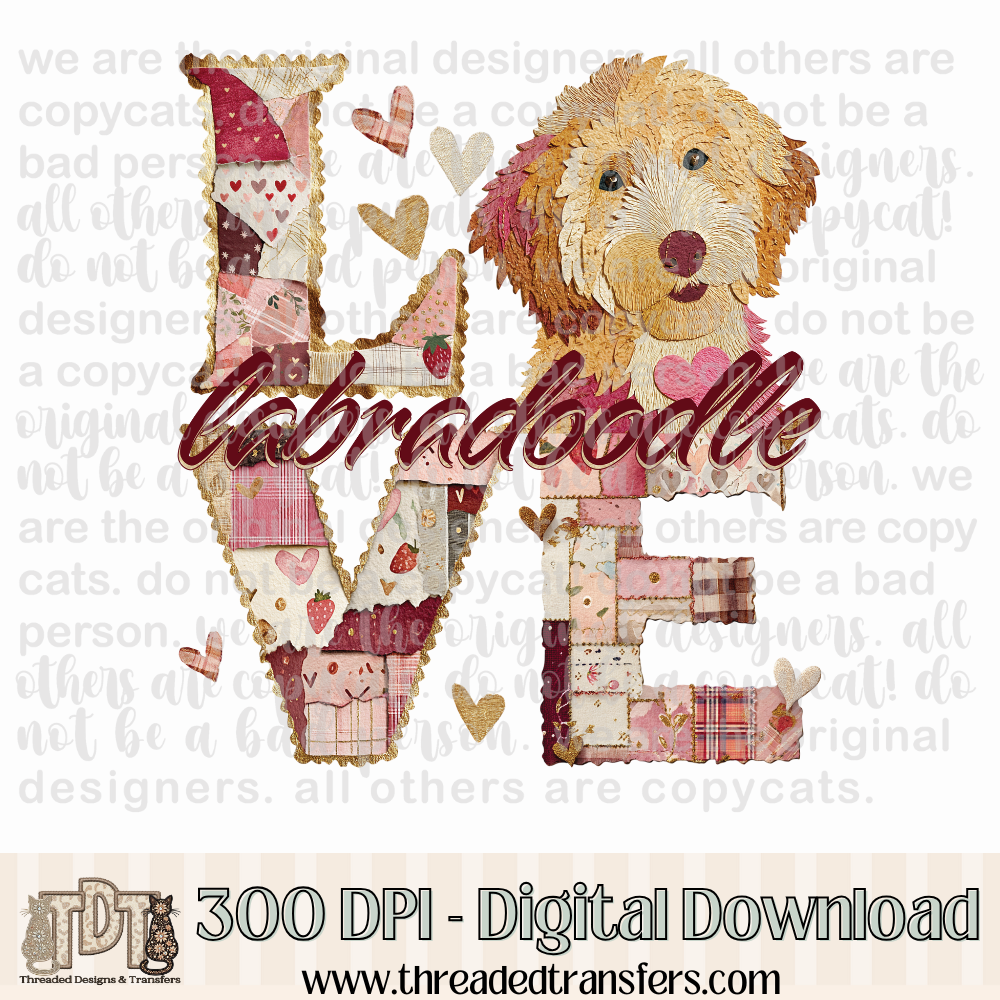 Labradoodle Love Torn Paper Digital Design Download (PNG Format - no product shipped)
