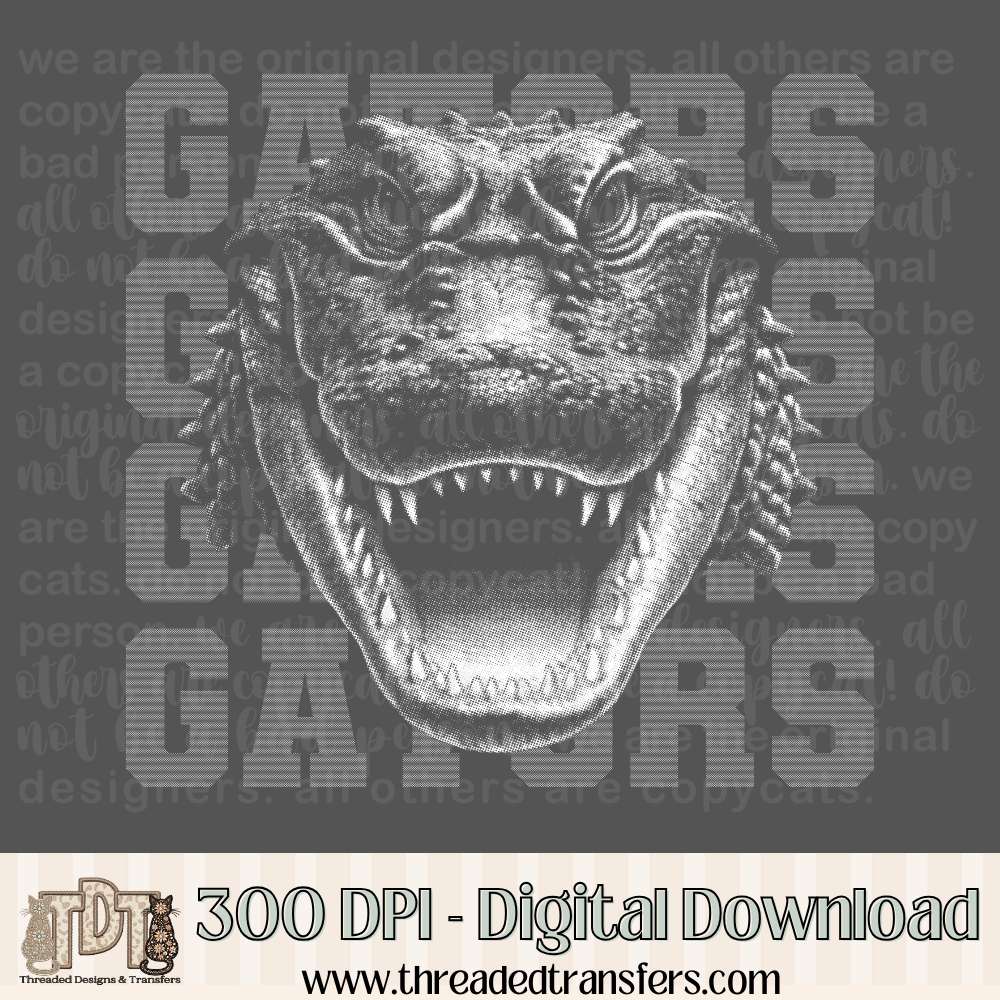Gators Halftone Mascot Digital Design Download (PNG Format - no product shipped)