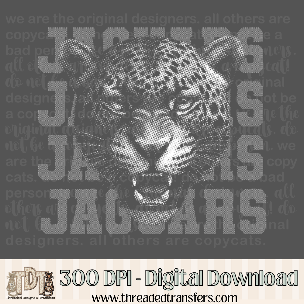 Jaguars Halftone Mascot Digital Design Download (PNG Format - no product shipped)