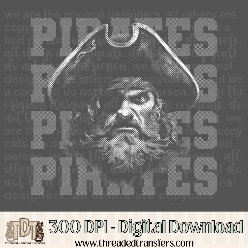 Pirates Halftone Mascot Digital Design Download (PNG Format - no product shipped)