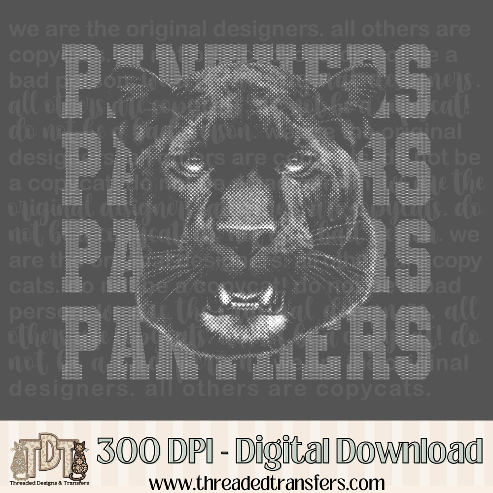 Panthers Halftone Mascot Digital Design Download (PNG Format - no product shipped)